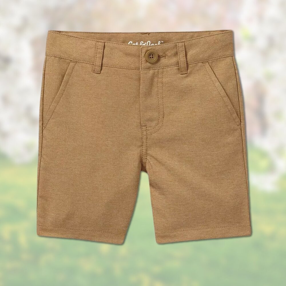 NWT Tan Adjustable Flat-Front Quick-Dry Chino Shorts - Toddler Boys 12M, 18M